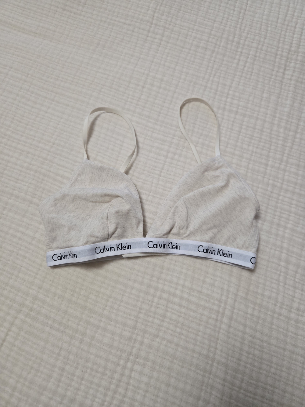 Calvin Klein Women's Cotton Cream Triangle Logo Bralette